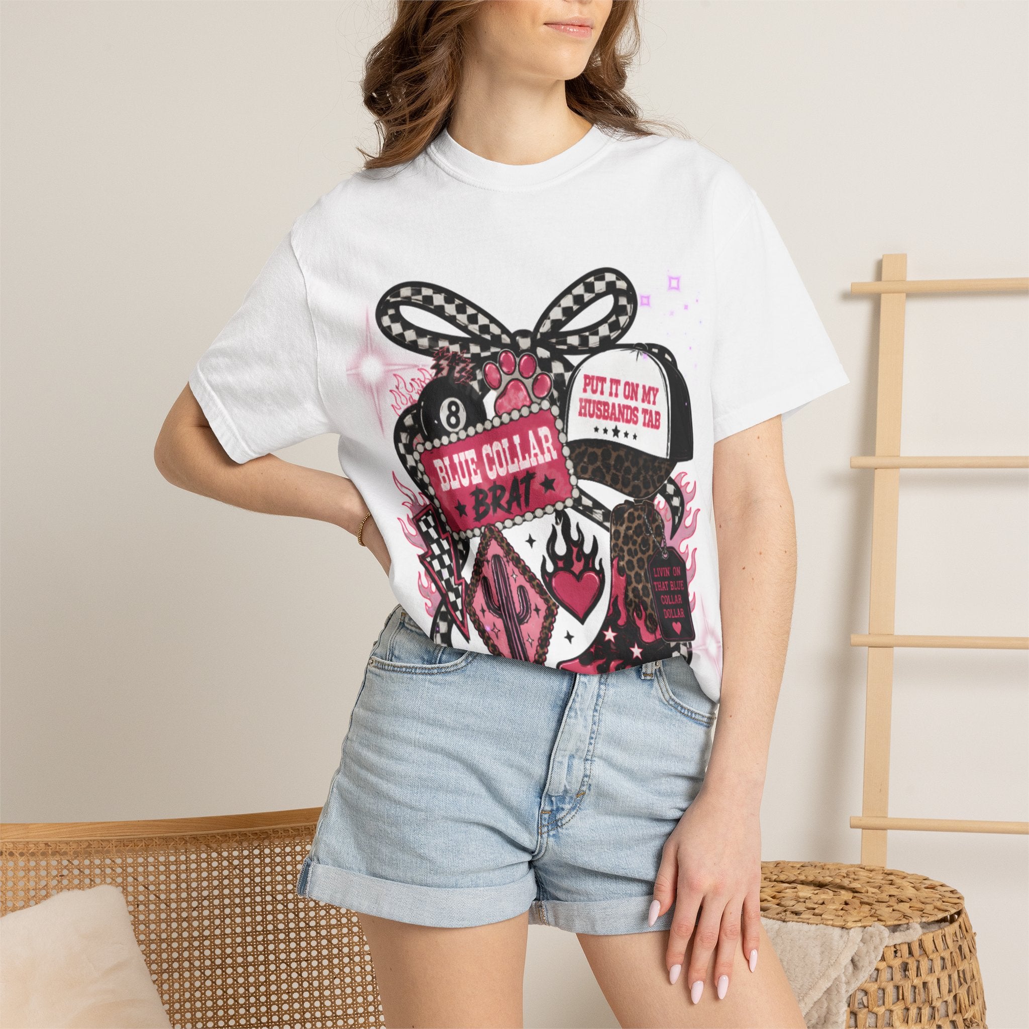 Blue Collar Brat Graphic T-Shirt — Put It On My Tab Ribbon Design