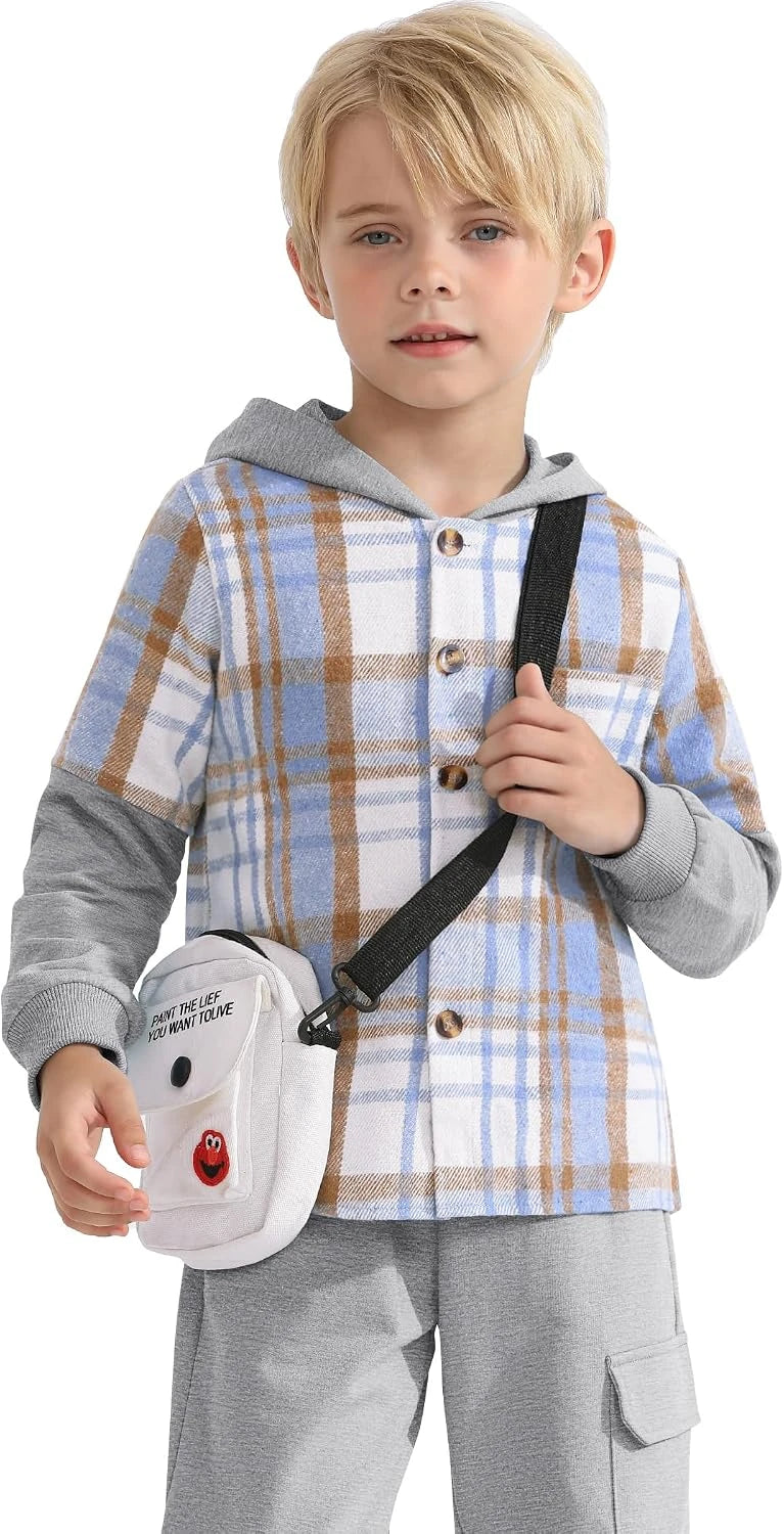 Boys Plaid Hoodie Jogger Set