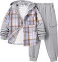 Boys Plaid Hoodie Jogger Set