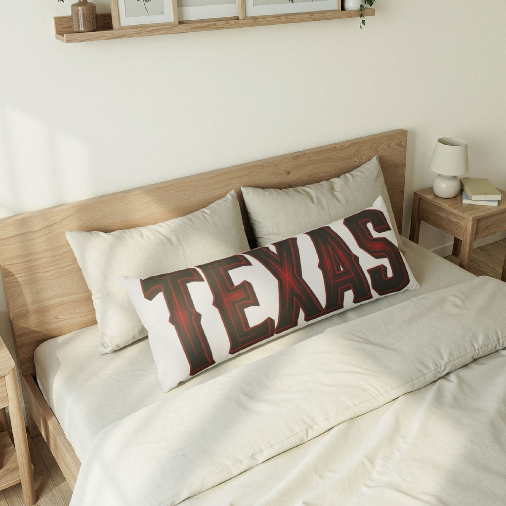 Texas Body Pillow — Bold Red & Black TEXAS Typography Decorative Pillow